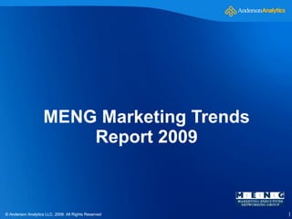 MENG Marketing Trends Report 2009 © Anderson Analytics LLC, 2008. All Rights Reserved 