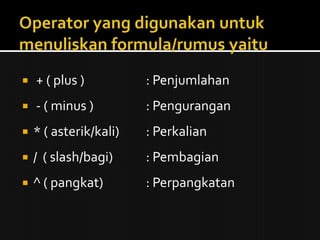 Mengoperasikan software spreadsheet | PPTX