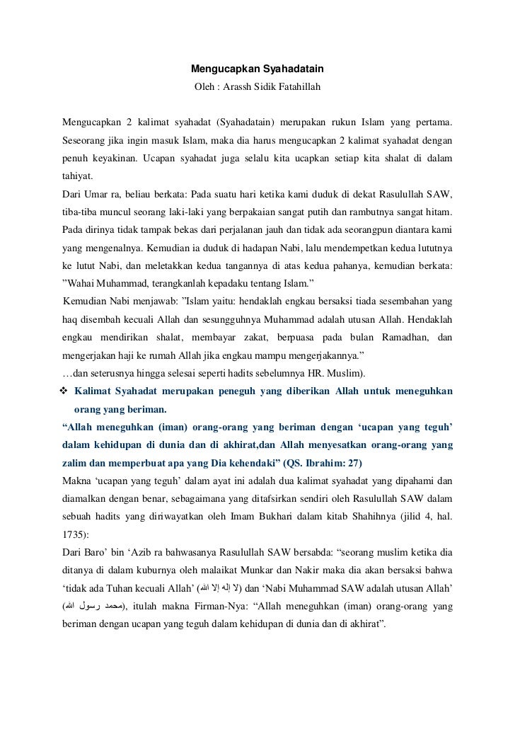 Mengucapkan 2 Kalimat Syahadat