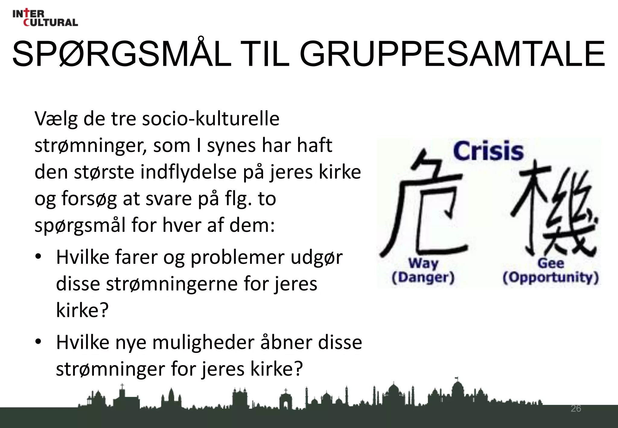 e. KIRKELIG ARBEJDSDELING UNDER OPBRUDDe frie kirkelige organisationerBørne-UngdomsarbejdeDiakoni i Danmark og internationaltMission i Danmark og internationaltDen officielle folkekirkeGudstjenesteKirkelige handlinger: dåb, konfirmation, vielse, begravelseKirkebygninger, kirkegårde, folkeregistrering