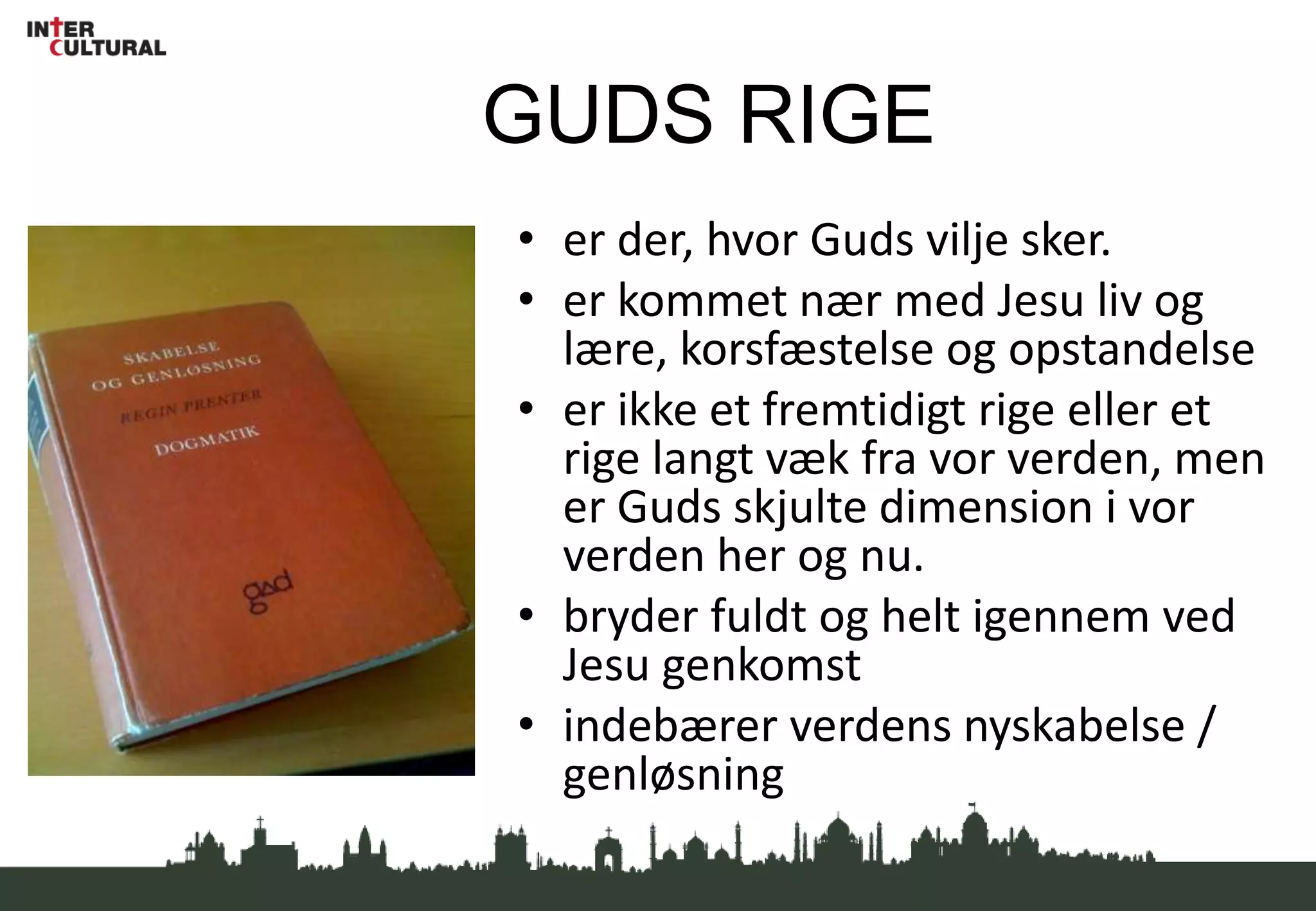 GT ”MISSIONSBEFALING””Forlad dit land og din slægt og din fars hus, og drag til det land, jeg vil vise dig. Jeg vil gøre dig til et stort folk og velsigne dig. Jeg vil gøre dit navn stort, og du skal være en velsignelse … I dig skal alle jordens slægter velsignes” (1 Mos 12).15