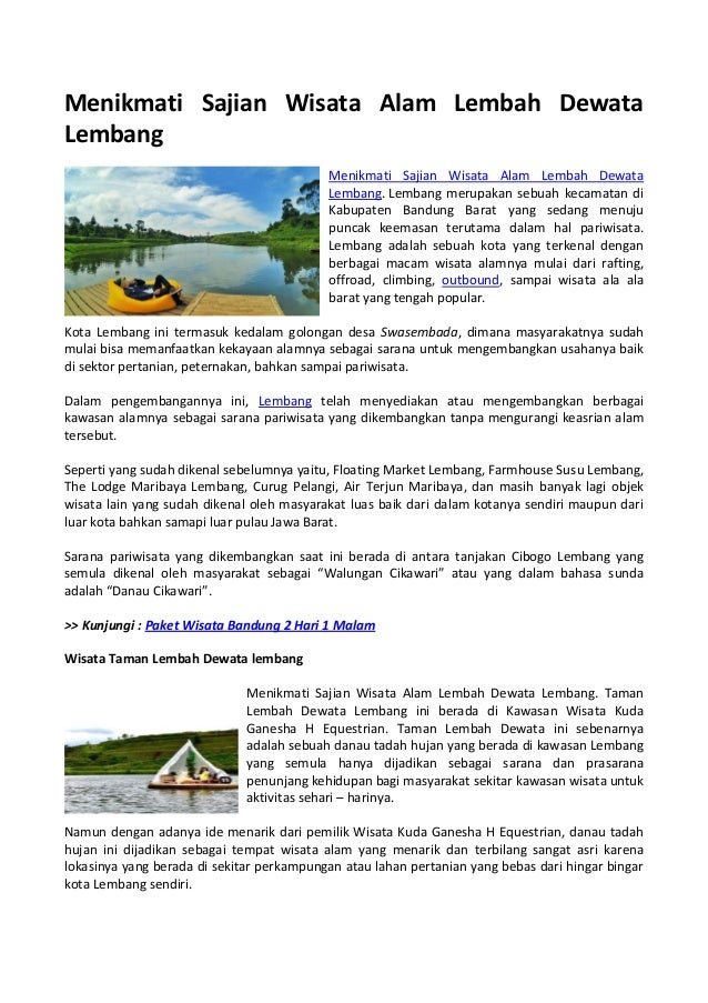 Menikmati Sajian Wisata Alam Lembah Dewata Lembang
