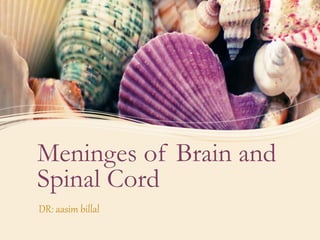 Meninges of Brain and
Spinal Cord
DR: aasim billal
 