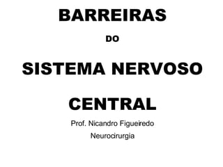BARREIRAS DO SISTEMA NERVOSO CENTRAL Prof. Nicandro Figueiredo Neurocirurgia 