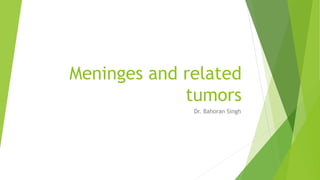 Meninges and related
tumors
Dr. Bahoran Singh
 