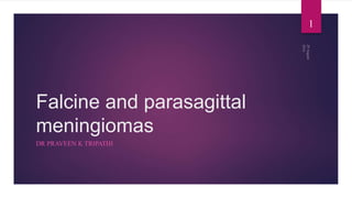 Falcine and parasagittal
meningiomas
DR PRAVEEN K TRIPATHI
1
 