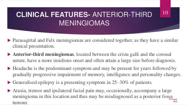 Meningioma falcine and parasagittal