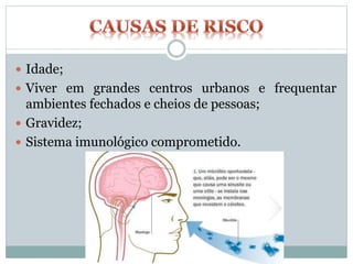  Idade;
 Viver em grandes centros urbanos e frequentar
ambientes fechados e cheios de pessoas;
 Gravidez;
 Sistema imunológico comprometido.
 