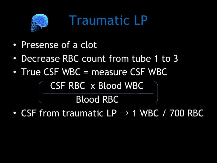 Traumatic Lumbar Puncture Wbc Rbc Ratio – SULC