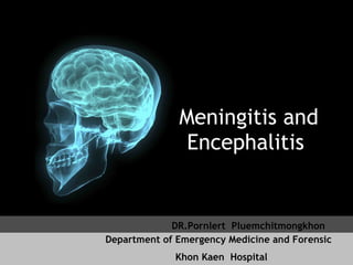 Meningitis and Encephalitis  Department of Emergency Medicine and Forensic  Khon Kaen  Hospital DR.P ornlert  P luem ch itmong kh o n 