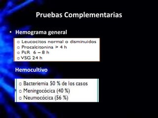 Pruebas Complementarias
• Hemograma general
Hemocultivo
 