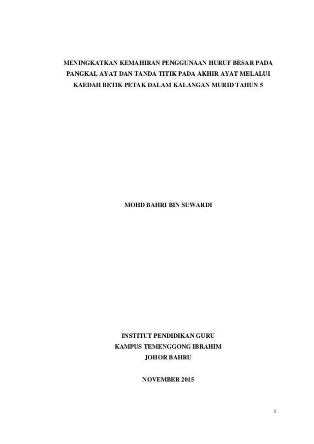 Meningkatkan Kemahiran Menuliskan Huruf Besar Pada Pangkal Ayat Dan T