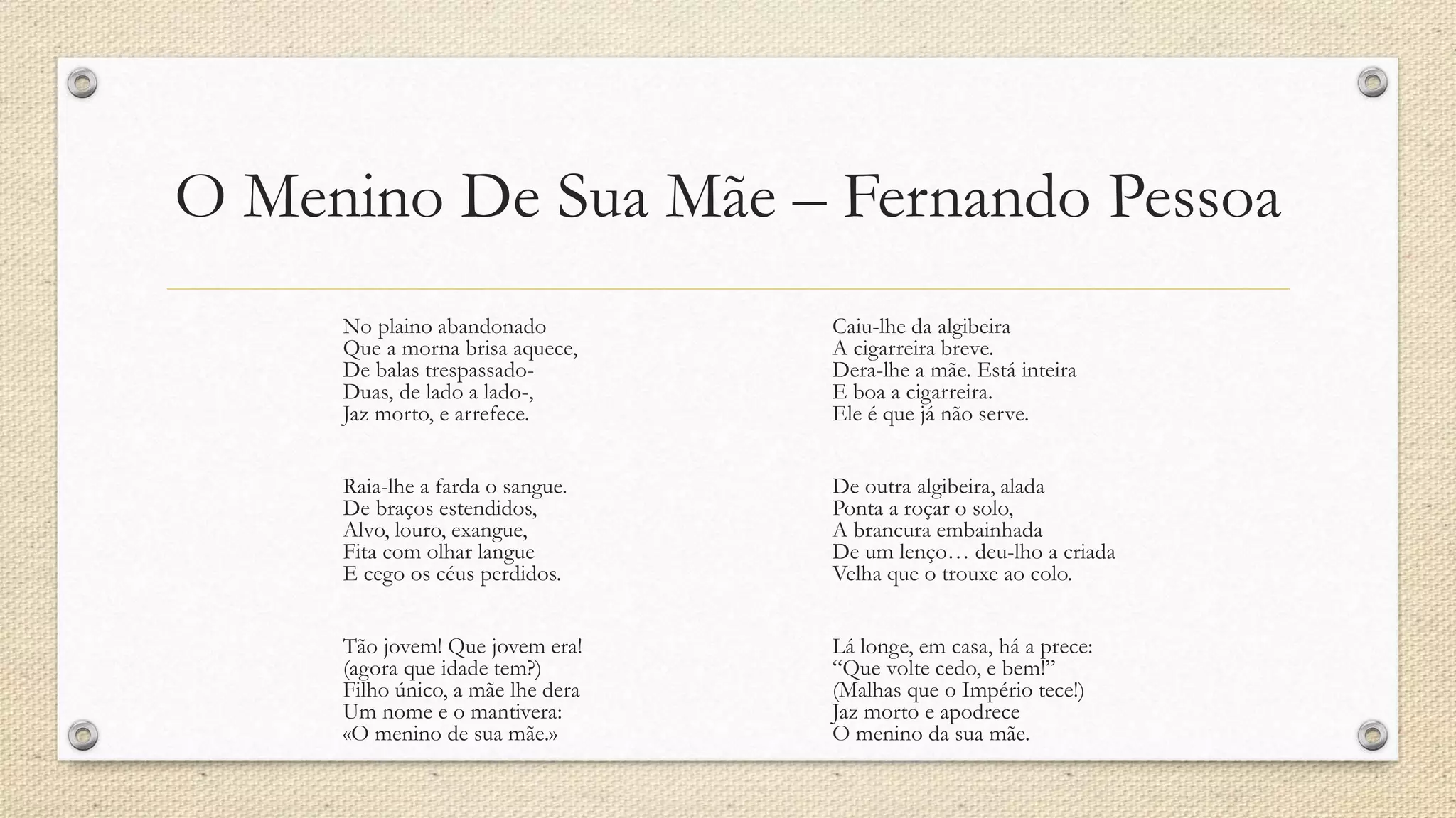 Menino De Sua Mãe - Fernando Pessoa | PPTX