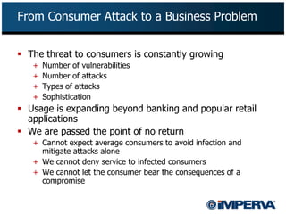 From Consumer Attack to a Business Problem


 The threat to consumers is constantly growing
   +   Number of vulnerabilit...
