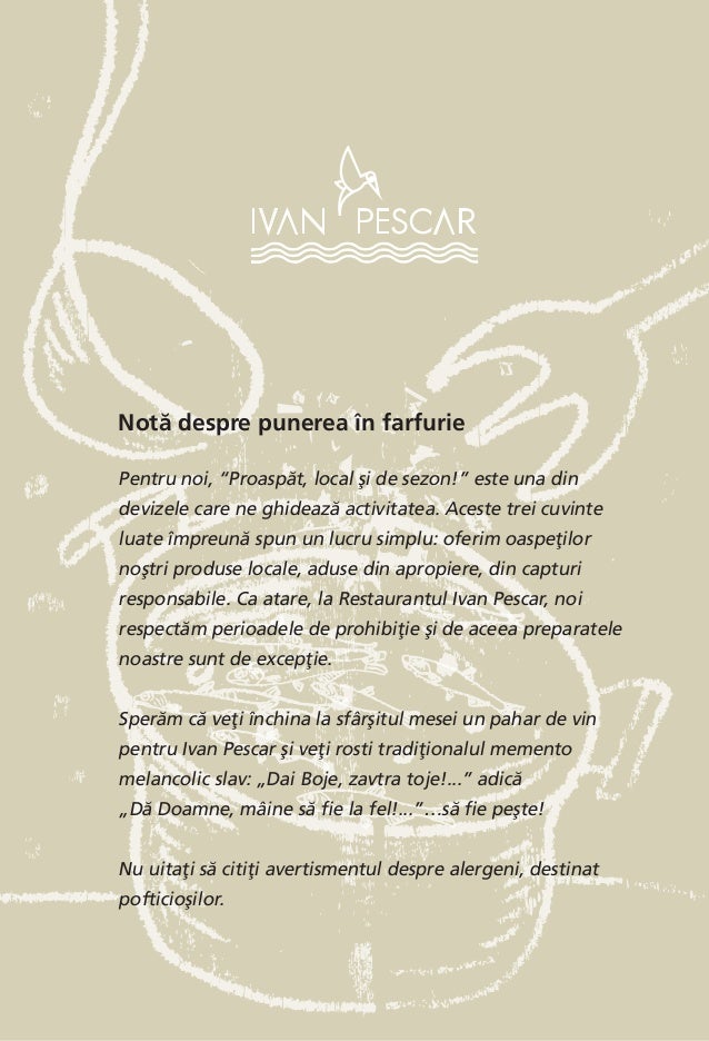 menu restaurant ivan pescar