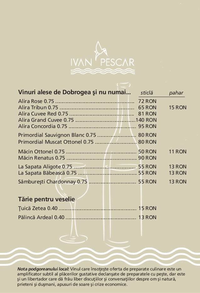 Menu Restaurant Ivan Pescar