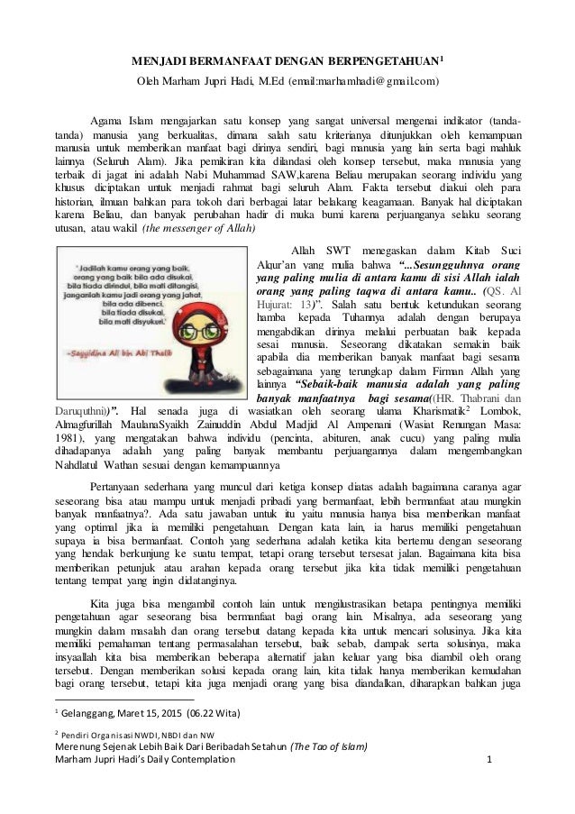 Menjadi bermanfaat dengan pengetahuan