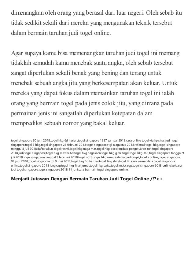 Data Togel Cc Sgp
, Menjadi Jutawan Dengan Bermain Taruhan Judi Togel Online