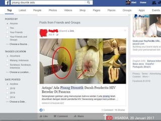 Place your screenshot here
Tanpa verifikasi, bahkan tanpa dibaca,
tombol share langsung diklik.
Share hanya karena judul heboh
@SABDA, 20 Januari 2017
 