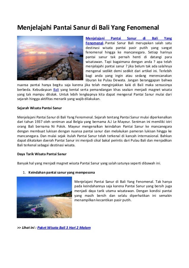 Menjelajahi Pantai Sanur Di Bali Yang Fenomenal