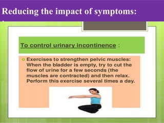 Reducing the impact of symptoms:
:
 