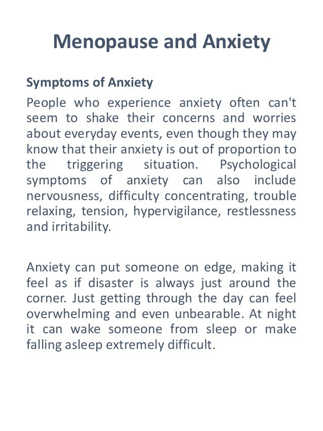 Menopause and anxiety