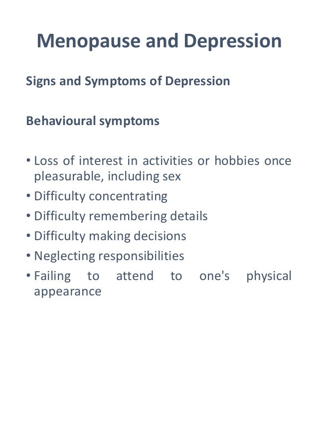 Menopause and depression