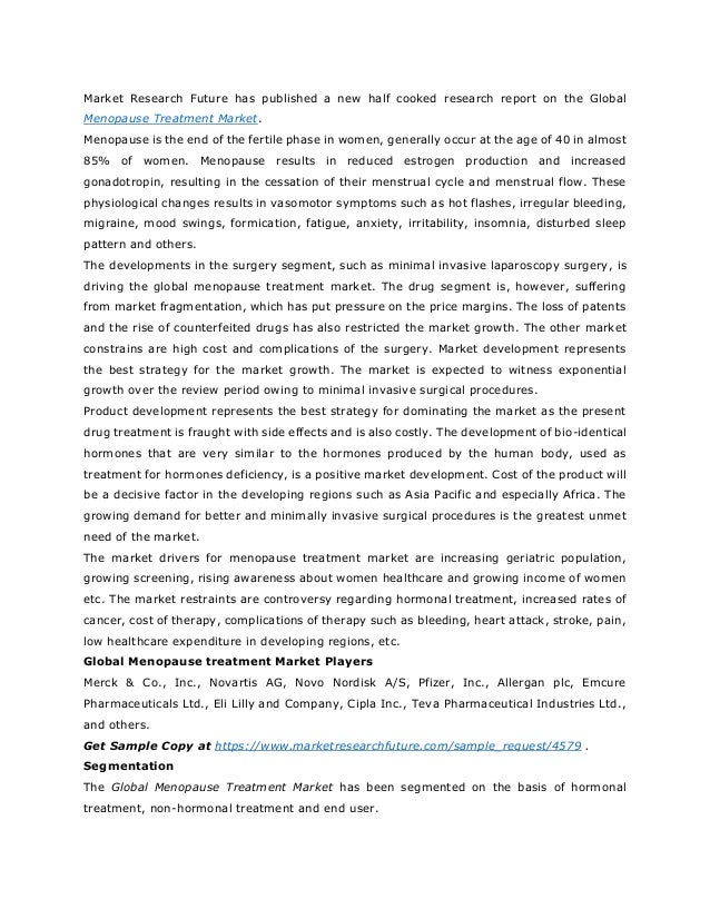 Menopause Treatment Market Size, Growth and Foresight to 2023