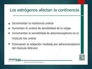 Los estrógenos afectan la continencia
 