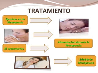 TRATAMIENTO Alimentación durante la Menopausia Ejercicio  en  la Menopausia Edad de la Menopausia El  tratamiento  