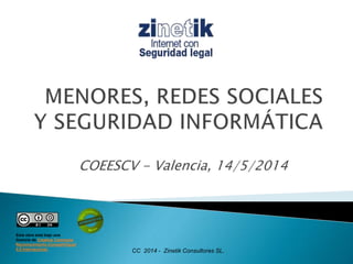 COEESCV - Valencia, 14/5/2014
Esta obra está bajo una
licencia de Creative Commons
Reconocimiento-CompartirIgual
4.0 Internacional.
CC 2014 - Zinetik Consultores SL.
 