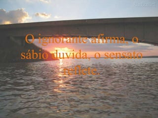 O ignorante afirma, o
sábio duvida, o sensato
reflete.
 