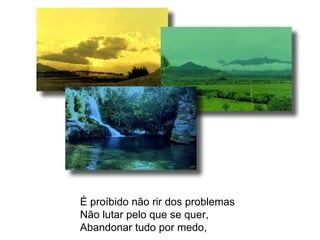 É proíbido não rir dos problemas Não lutar pelo que se quer, Abandonar tudo por medo, 
