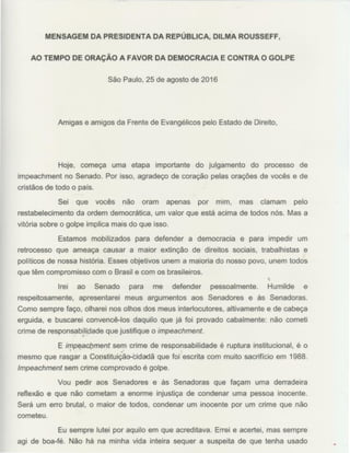 Carta de Dilma a evangélicos 