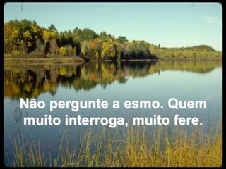 Não pergunte a esmo. Quem muito interroga, muito fere. 