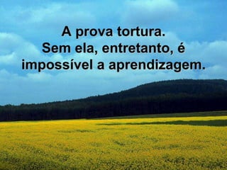 A prova tortura. Sem ela, entretanto, é impossível a aprendizagem.