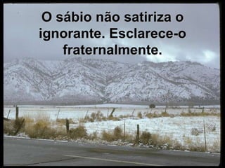 O sábio não satiriza o ignorante. Esclarece-o fraternalmente.
