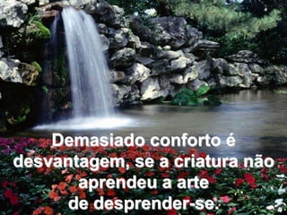Demasiado conforto é desvantagem, se a criatura não aprendeu a arte de desprender-se.