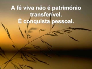 A fé viva não é património transferível. É conquista pessoal.
