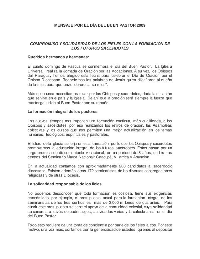 Mensaje Por El Dia Del Buen Pastor 2009