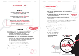schreiwen.lu schreiwen.lumen.lu men.luREEGEL 01 REEGEL 01
6 7
Et gëtt keen <ie> geholl fir e laangen <i>, mee en <i> oder en <ii>:
Liiblingslidder, Zil
Just bei däitsche Wierder mat <ier> bleift och deen <ier>:
Nieren, schmieren, Regierung
Bei zesummegesate Wierder ginn d’Deeler eenzel gekuckt:
Alstad, Molstonn
En eventuelle Fouen-s (den <s>, deen d’Deeler vun engem zesummegesate
Wuert verbënnt) gëtt net gezielt, fir de Vokal ze verduebelen:
dagsiwwer, Spidolsplang
Déi Reegelen zielen och fir <ä>, <ö>, <ü>:
üben, geüübt, prägen, gepräägt, blöd, de Blöödsten
AUSNAMEN:
Bei ville kuerze Wierder gëtt de Vokal kuerz geschwat,
obschonns nëmmen ee Konsonant hannendru steet:
an, am, him, op, ob, um, vum, net, dem,
der, des, es, en, et, mat
Dat ass och esou bei Virsilben:
an-, ëm-, ver- , on-, op-, zer-
A bei importéierte Wierder:
Bus, Job, Chip
DU SCHAFFS OCH LÉIWER
MAT DE KËNNBAKEN EWÉI
MAT DEN HÄNN. ×
D’VOKALER A, I, O, U
iiBEISPILLER
Mir haten op d’Mannst aacht Kanner am A gehal.
Um Ufank hunn d’Tute gutt gehal.
Kriibsen a vill Fritte sinn däi Liiblingsiessen.
De Bop klotert op den doten Daach a moosst emol
op der Kopp den Drot vum Telefon.
HIEN ASS E VULL
FIR D’KAZ. •
EEN AF MÉCHT DER HONNERT ×
AN D’KANNER LOOSSEN
HIRE KAFFI STON,
FIR DEENE SCHÉINEN
NOZEGON
HÄMMELHÄMMEL
De Vokal <a>, <i>, <o>, <u> gëtt duebel geschriwwen,
wann e laang geschwat ass viru méi Konsonanten.
An en anere Fäll gëtt de Vokal <a>, <i>, <o>, <u>
eemol geschriwwen.
D’PRINZIPIEN
Wann de Vokal <a>, <i>, <o>, <u> viru méi Konsonante laang
geschwat gëtt, da muss de Vokal duebel geschriwwe ginn:
aacht, Kriibs, Gaass (däitsch: Gasse), kaalt Wieder,
Daach (däitsch: Dach), Piisch, hie moolt, ootmen, du tuuts
Soss gëtt de Vokal <a>, <i>, <o>, <u> nëmmen eemol geschriwwen:
virun engem oder kengem Konsonant gëtt de Vokal laang geschwat:
Bop, kloteren, Tut, mir haten, kal, A, Stad, Kaz, Dag (däitsch: Tag),
Glas, siwen, schif, ni, blo, molen, du otems, tuten
viru méi Konsonante gëtt de Vokal kuerz geschwat:
Fritten, gutt, vill, Batz, Ball, kill, Monni, futti, Haff, Schmadd
Et gëtt meeschtens keen <h> geholl, fir ze verlängeren:
Ram, Drot, Walen, Walsonndeg
Just bei verschiddene Wierder aus dem Däitsche bleift en:
Föhn, Bühn, Kühler
MICHEL LENTZ.
D’SCHUEBERMËSS. SPAASS AN IERSCHT. 1873
 