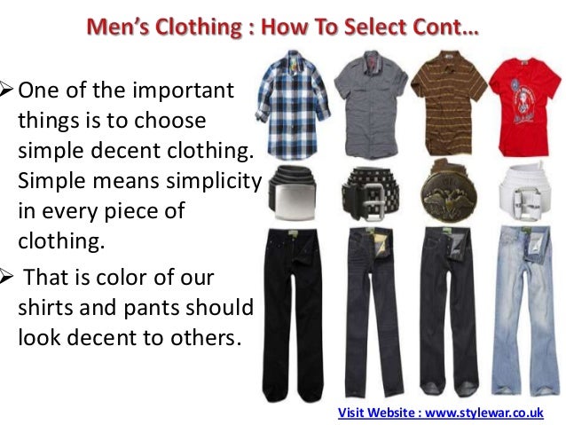Men's clothing at Stylewar How To Select
