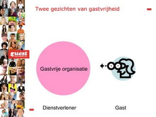 Twee gezichten van gastvrijheid  Gastvrije organisatie Gast Dienstverlener 
