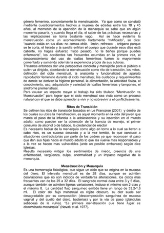 MENSTRUACION VS MOUNSTRUACION