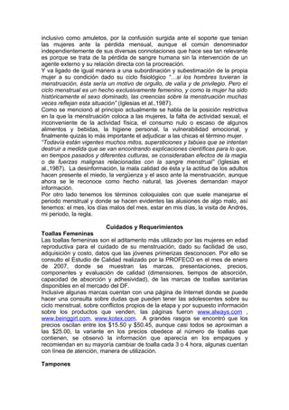 MENSTRUACION VS MOUNSTRUACION