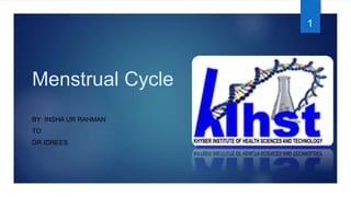 Menstrual Cycle
BY INSHA UR RAHMAN
TO
DR.IDREES
1
 
