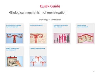 Quick Guide
•Biological mechanism of menstruation




                                        7
 