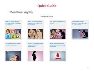 Quick Guide
•Menstrual myths




                                 9
 