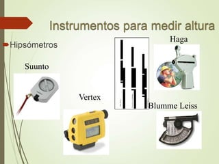 Hipsómetros
Suunto
Haga
Blumme Leiss
Vertex
 