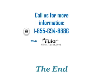 The End
Call us for more
information:
www.iTutor.com
1-855-694-8886
Visit
 